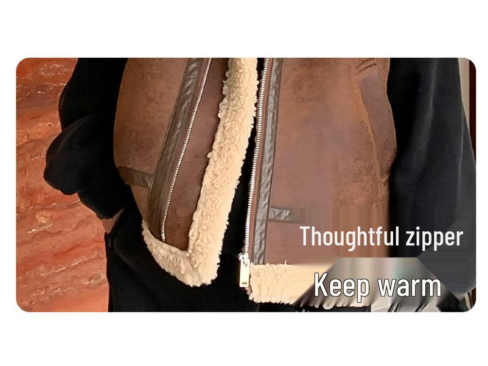 Boys' Retro Lambswool Vest - 2024 Winter Korean Style Warm Sleeveless Jacket for Small and Medium Children