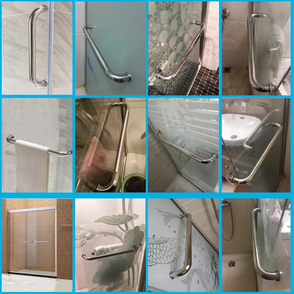 Push and Pull Stainless Steel Glass Shower Door Handle Bathroom Door Knobs Grab Bar Rail Replacement Parts Towel Bar Single Sided (Size : 450mm)