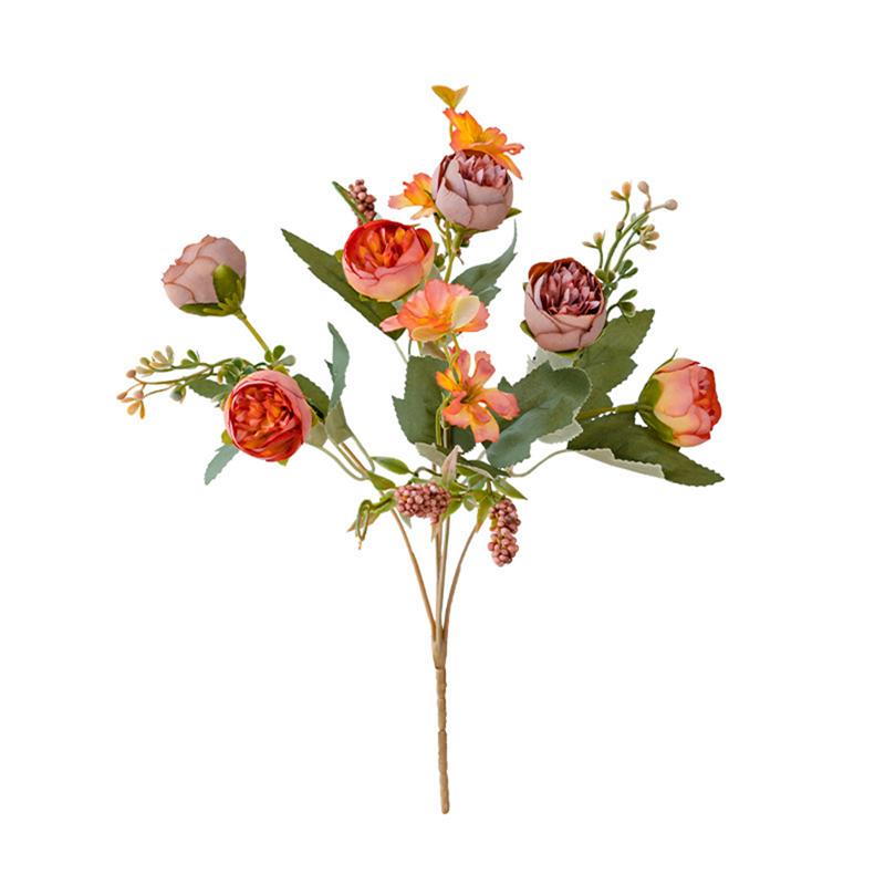 Artificial Flower Silk Tea bud Peony christmas Bride Bouquet For Wedding Home Decoration Accessory Indoor outdoor fake flower