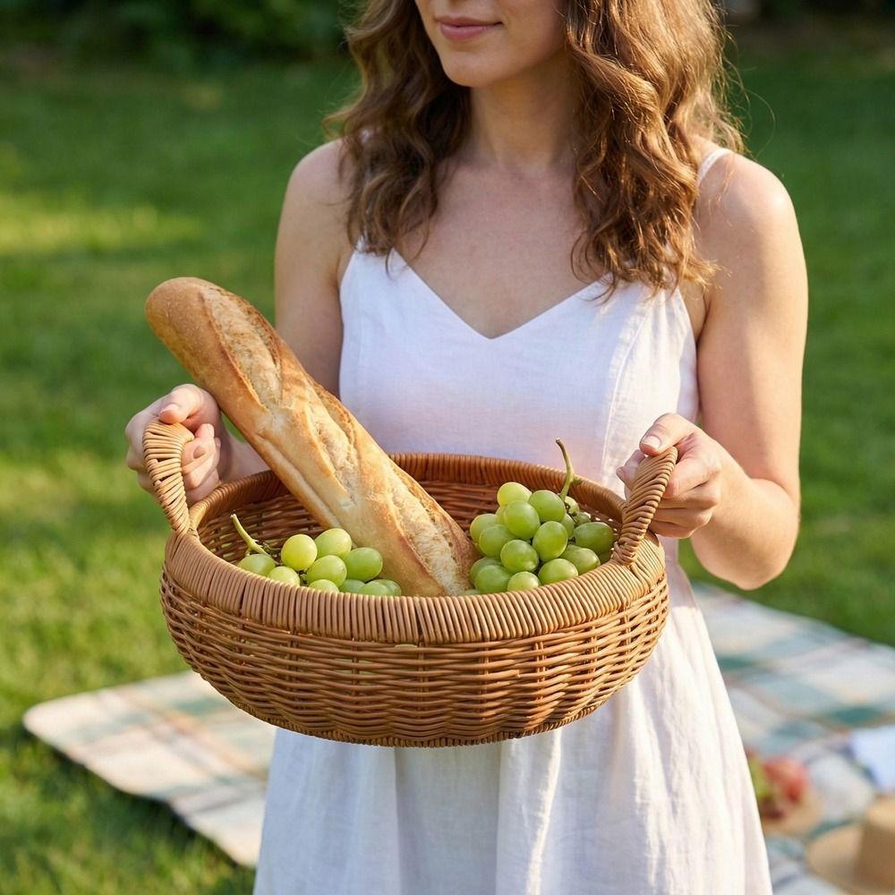 Großer Korb aus Kunst rattan Handgeflochtener Rattan-Aufbewahrungskorb für die Küche