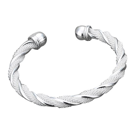 Women's Fashion Simple Silver Plated Twist Cuff Bangle Open Bracelet Jewelry Gift
