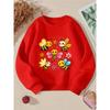 European Sizes Kids' Crewneck Sweatshirt - Cute Bees And Flowers Pattern  , Sportswear And Casual Wear, Soft And Comfortable