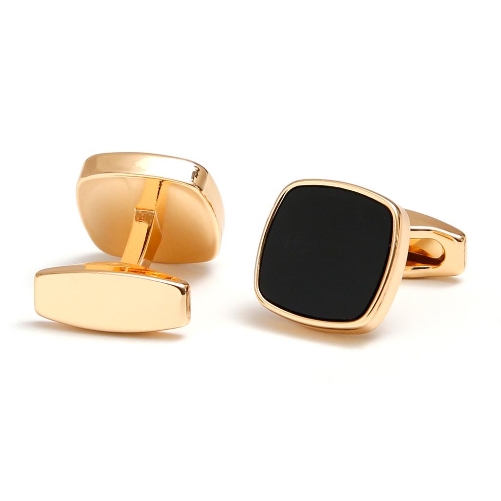 Men's cufflinks, classic simplicity inlaid with black square shirt buttons, cross-border jewelry 1 pair of spot wholesale delivery