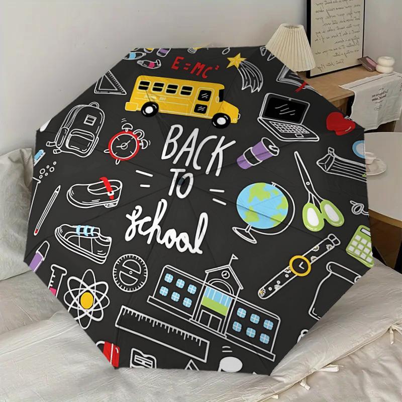 1pc Back to School Pattern Umbrella  Automatic Opening and Closing Umbrella, High quality Umbrella, Ideal Gift for Her 259