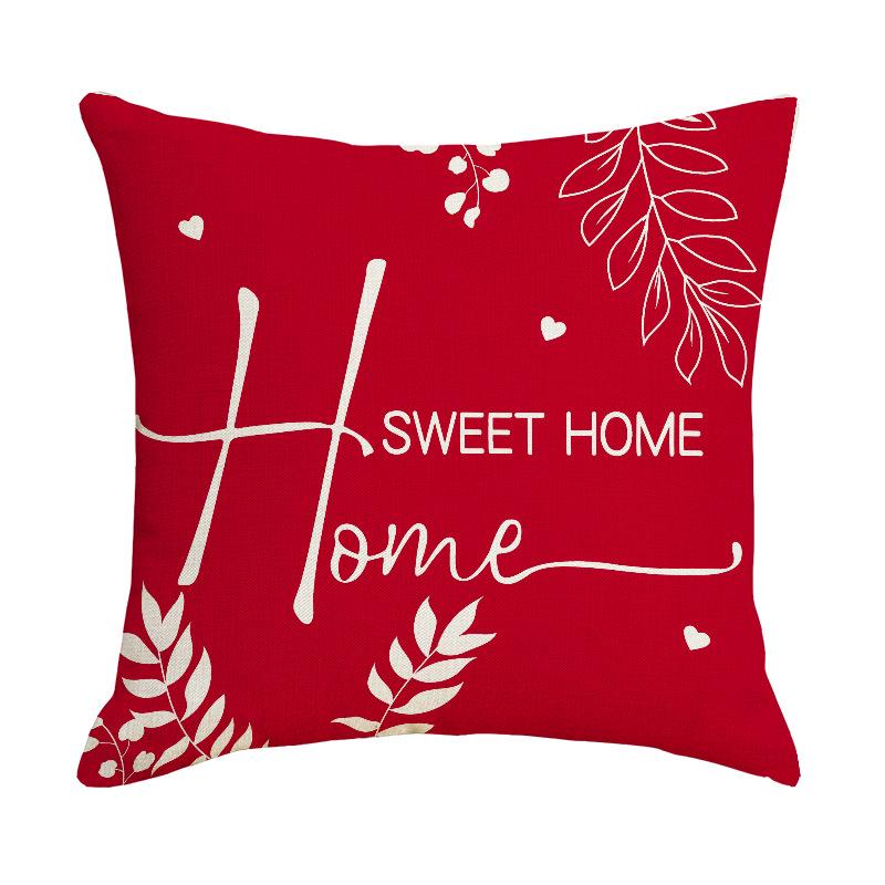 New Valentine's Day Red Love Pillow Case Sofa Pillow Letter Love Plaid