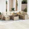 VidaXL Garden Furniture Set with Cushions 9 Pcs Beige Braided Resin Acacia, Outdoor Sofa Set, Garden Lounge, 3328101