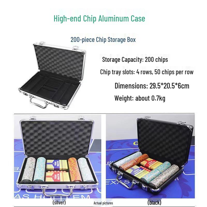 Portable Aluminum Alloy Black Poker & Dice Storage Box