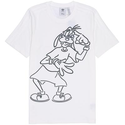 Originals Disney Goofy Cartoon Sports T-Shirt - Striped & Breathable Men Tops White HC0646