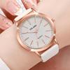 3PCs/Set Korean Women's Watch Fashion Versatile Leather Strap Grey Pink White Watch