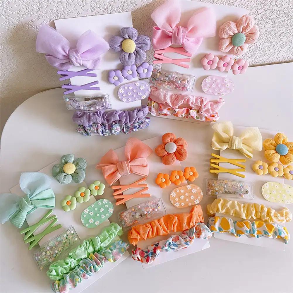 9Pcs Children's Plush Hair Clip Colorful Cute Cartoon Hairpins Little Girls Side Barrettes Baby Headwear Kids Hair Accessories