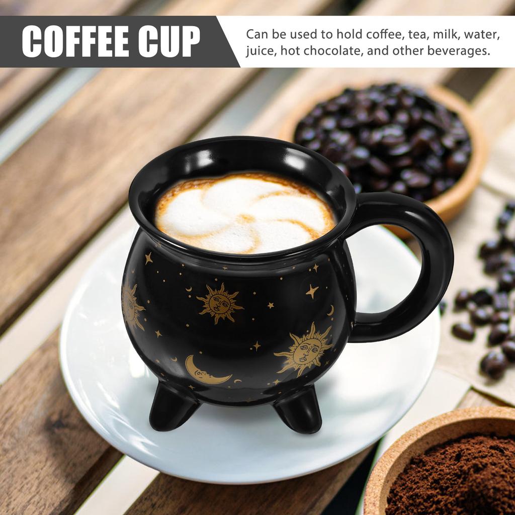 Coffee Cups Horror Mug Halloween for Drinks Ceramic Cauldron Drinking Cool Unique Mugs Black