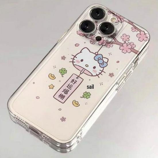 Space Shell Good Luck Cat Case - Compatible with Apple 17 Pro Max, 16, 15, 14; Transparent & Cute Design