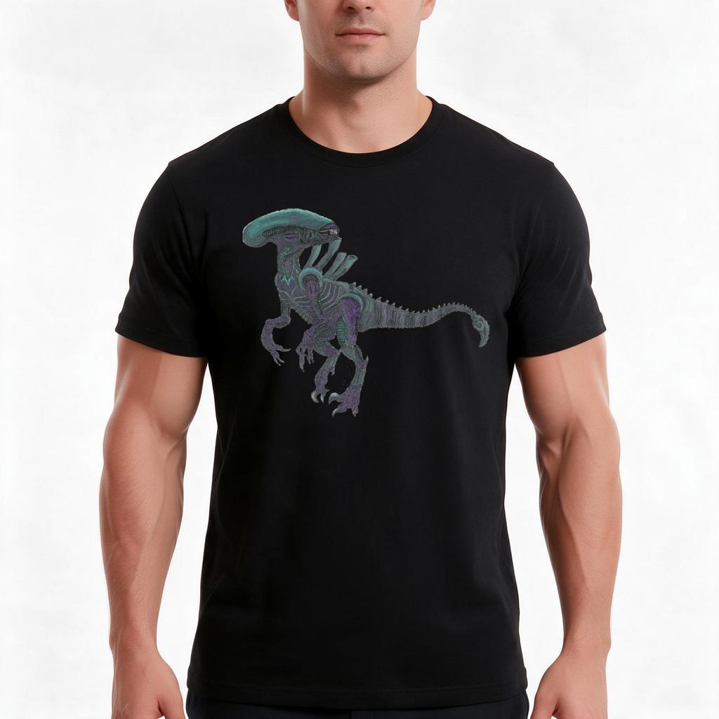 Xenoraptor Tshirt Summer Casual Cotton Tee Oversized Streetwear Tops Vintage Graphic Print Loose Fit Short Sleeve