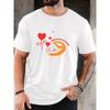Men's Casual Short Sleeve T-Shirt- Breathable Summer Round Neck Pattern Print, Valentine's Day Gift Short Sleeve Sweet Symbol Love Printed T-shirt