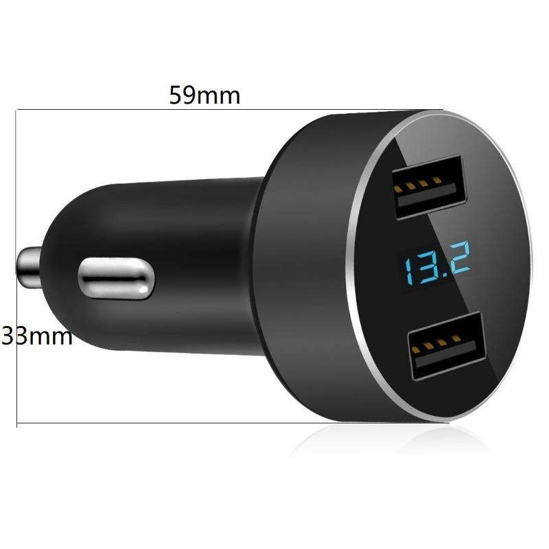 120W Dual USB Car Charger with LED Display Without Charging Cable DC12V-24V Digital Display One To Two Car Charger 3100A 33*59mm