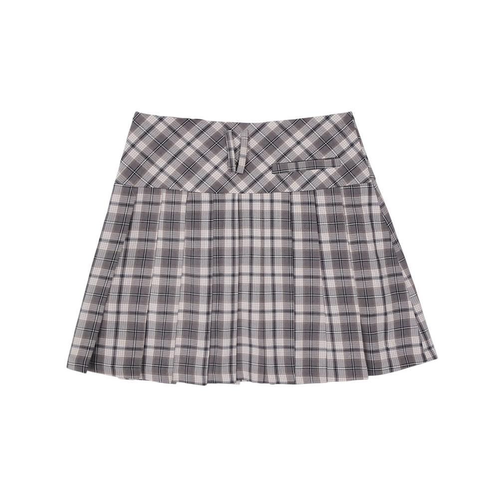 Mongbirdy Golf Colette Check Pleated Skirt Grey