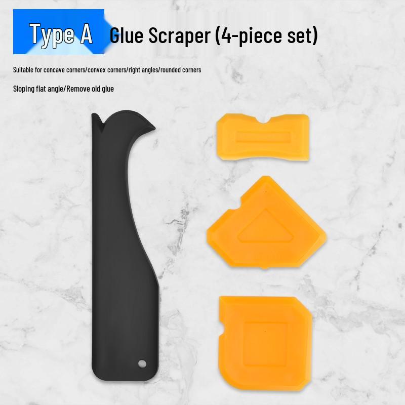 Caulking Scraper & Seam Finisher Tool Set for Glass Glue & Edges