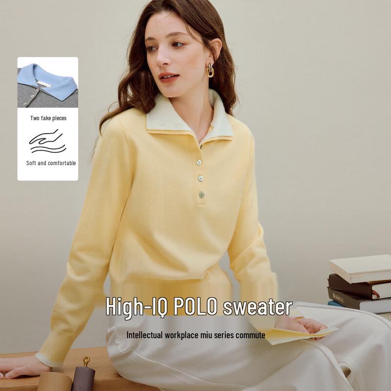 Inman Women's Color-block Double-Layer Collar Knit Sweater