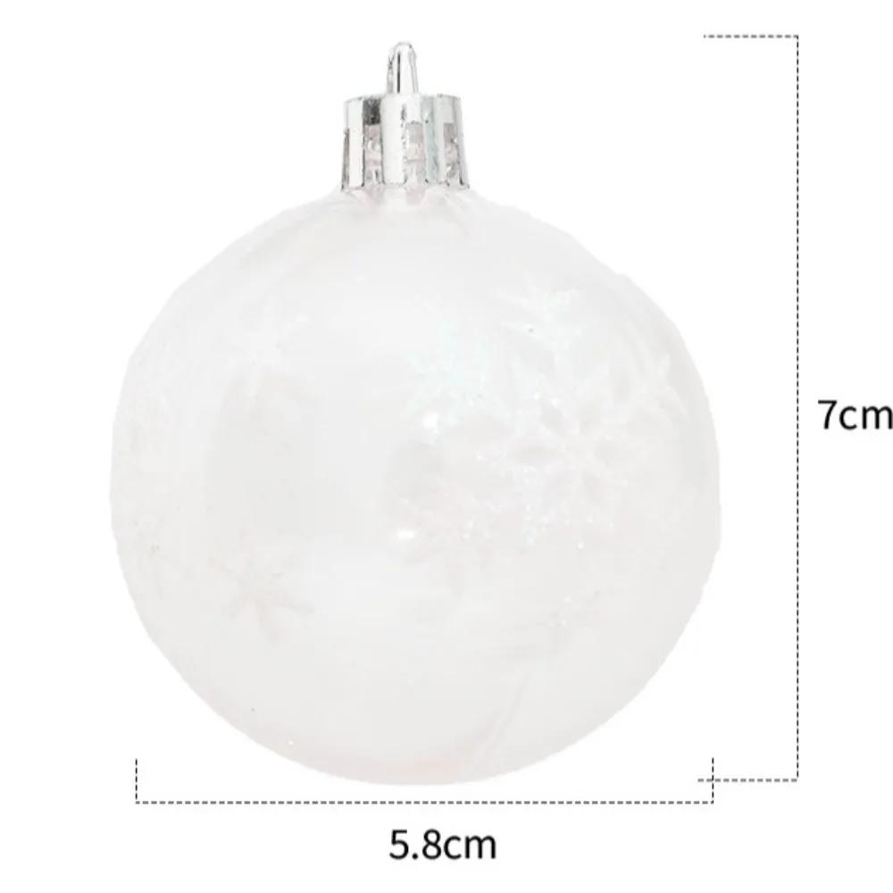 6Pcs/Box Transparent White Painted Ball Christmas Tree Ornament DIY Crafts Painted Plastic Christmas Gifts Boxes Pendant