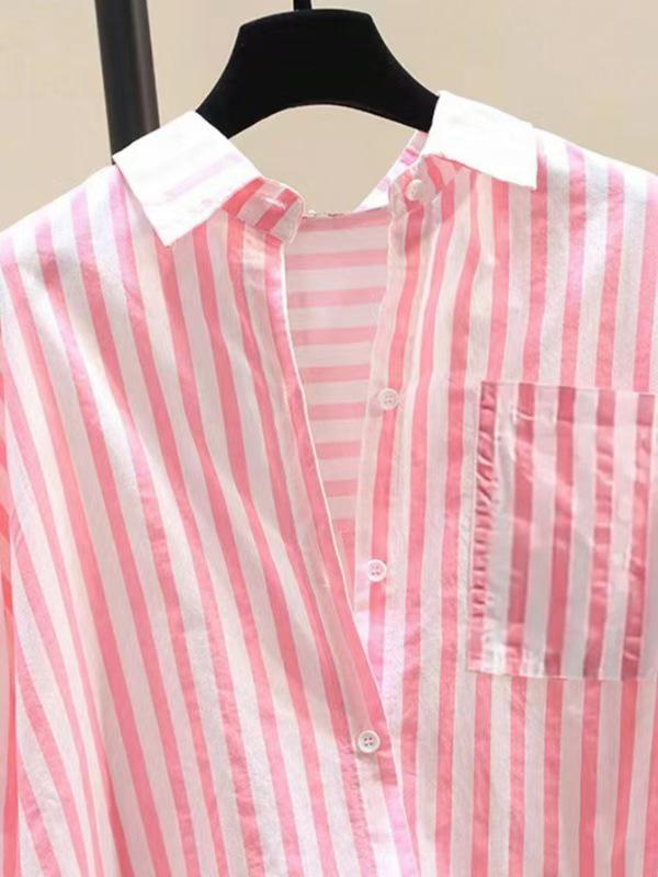 Women's Retro Striped Lightweight Long-Sleeve Cardigan - Casual Spring/Autumn Style with Sun Protection