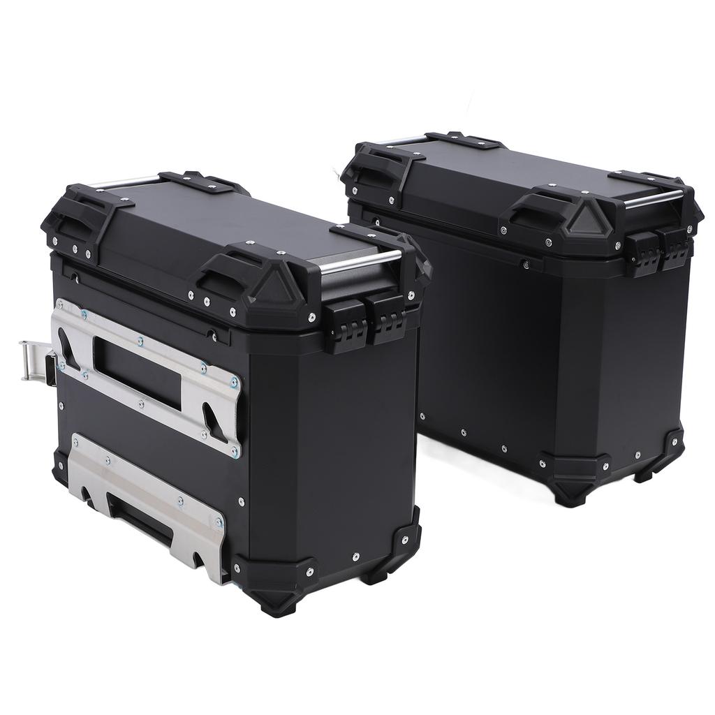 2PCS Motorcycle Side Box 35L Large Capacity Aluminum Alloy Hard Saddlebag with   Lock and Handle Replacement for  