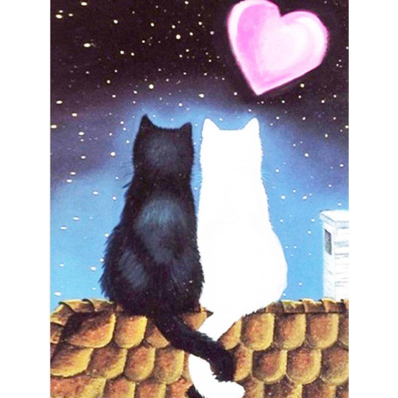 5D DIY Diamond Painting Naughty Cute Cat Diamond Embroidery Cross Stitch Kit Full Rhinestone Mosaic Home Decor