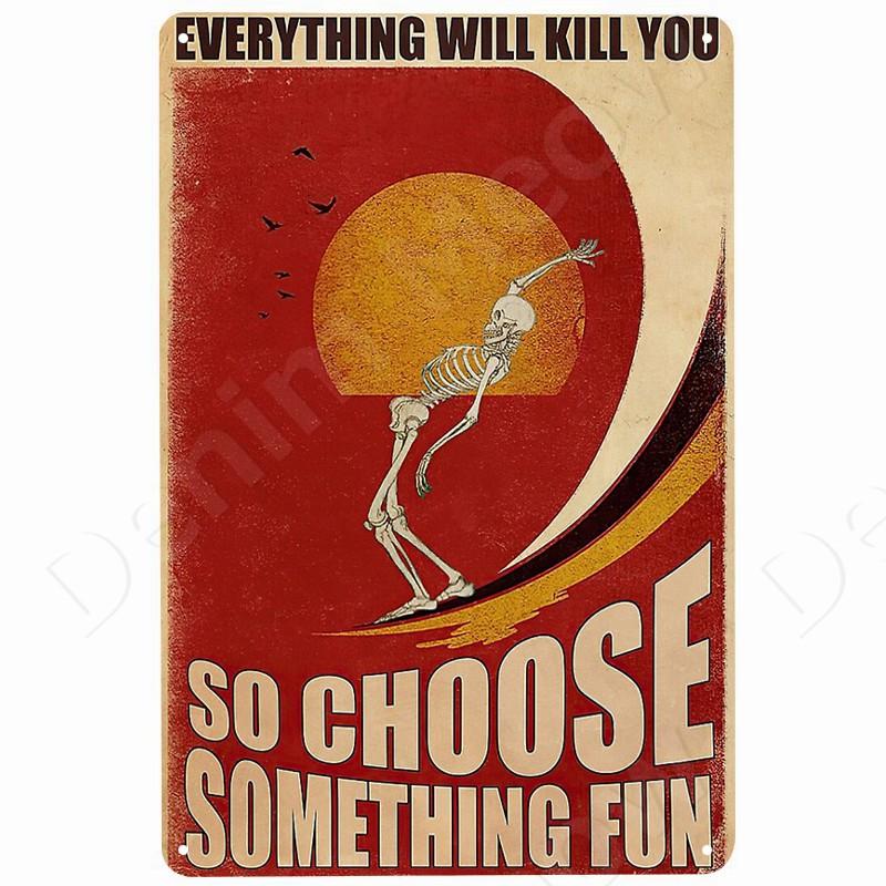 Skeleton Vintage Metal Tin Sign, You and Me We Got This Skull, Retro Plate for Bar, Pub, Cafe, Wall Decor, Love Gifts for Fam