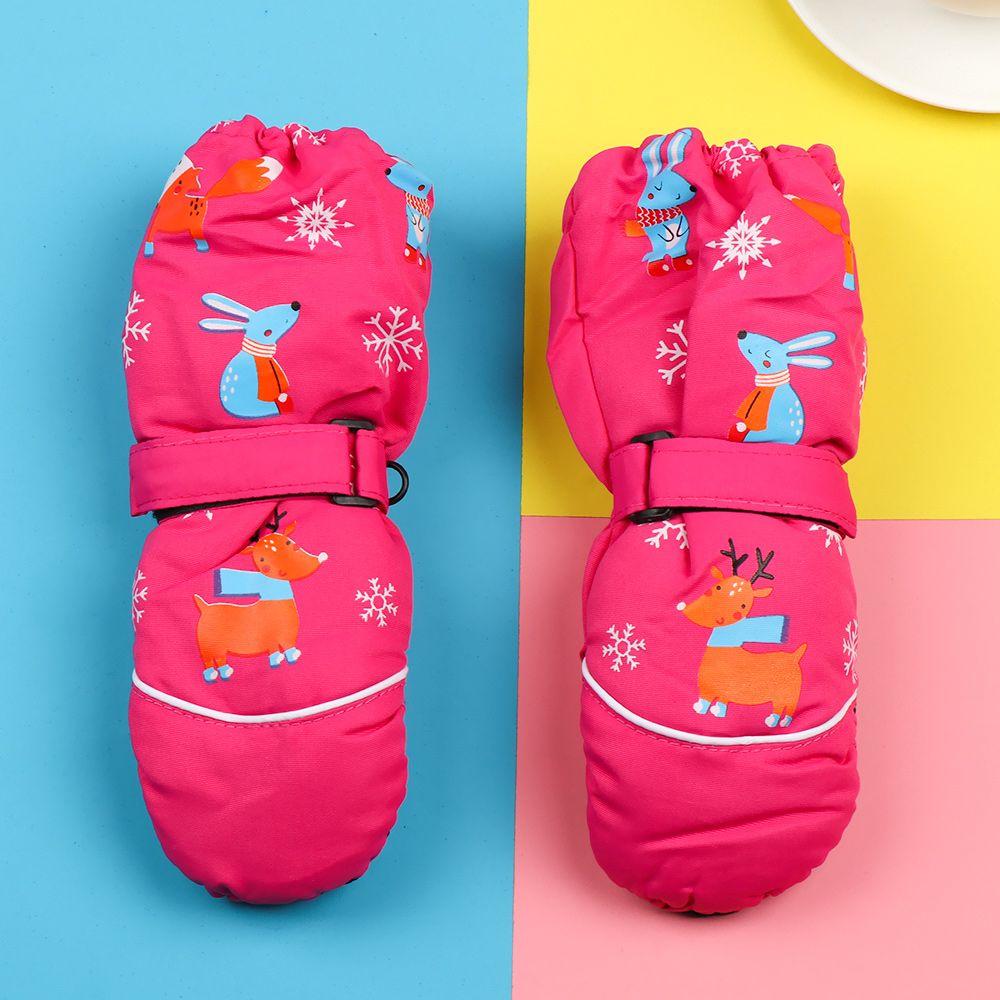 Winter 2-6 Years Old Print Cartoon Waterproof Deer Rabbit Long-sleeved Mittens Thick Warm Children Ski Gloves Windproof