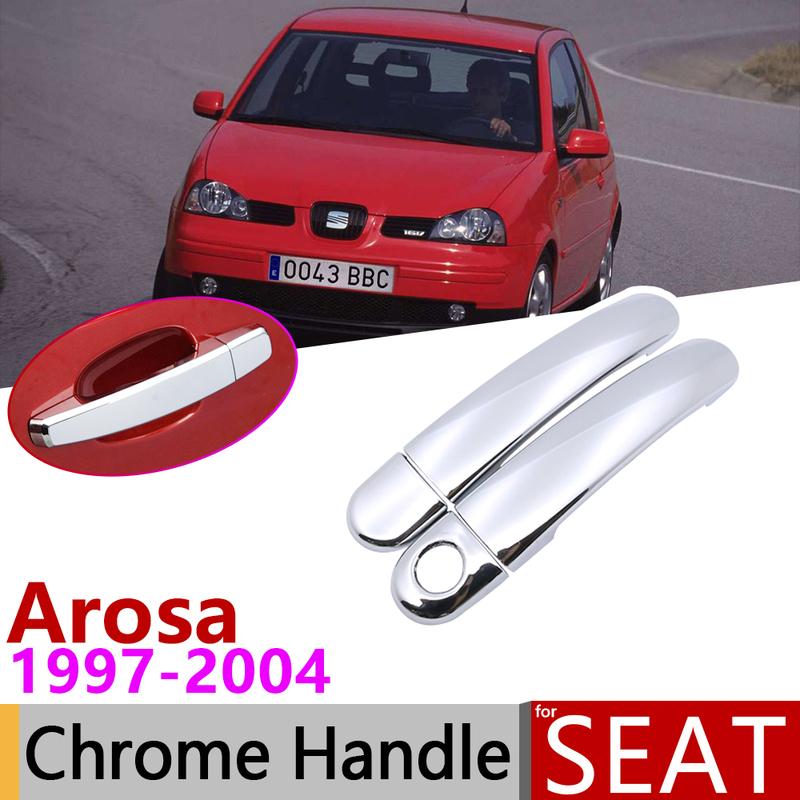 for Seat Arosa 1997~2004 Chrome Exterior Door Handle Cover Car Accessories Stickers Trim Set 1998 1999 2000 2001 2002 2003