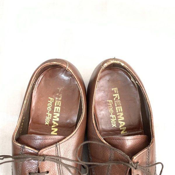 70er 80er Vintage FREEMAN Größe 9.5C 26.5 27.0cm Plain Toe Businessschuhe Braun(GEBRAUCHT)