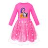 Kids Girls Anime Cartoon POP Singer Super Star Rumi Zoey Mira Print Mesh Rainbow Round Neck Casual Cotton Dress