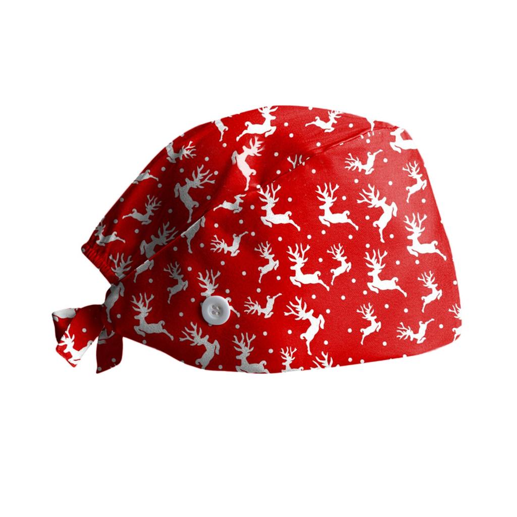 Scrub Cap With Buttons Bouffant Hat With Sweatband For Womens And Mens