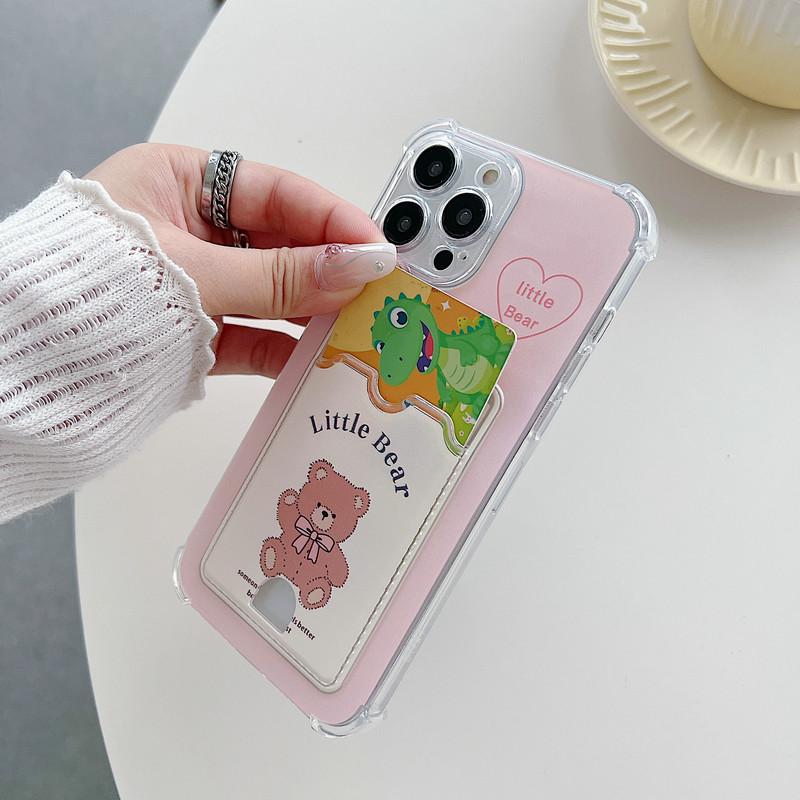 Cute Bear Printed Soft TPU Clear Shockproof Casing Protective Cover Transparent Full Back Case