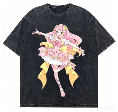 Star Detective Precure! Washed T-shirt 2026 New Model Personality Clothes Shirt Year Round Clothing Retro Fashion Vintage Gift