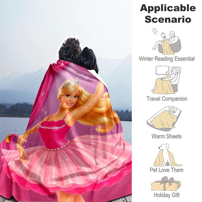 1pc Barbie in Pink Ballerina Costume Cartoon Blanket,Portable Throw for Travel & Camping, All Season Cozy Blanket,Ideal Gift