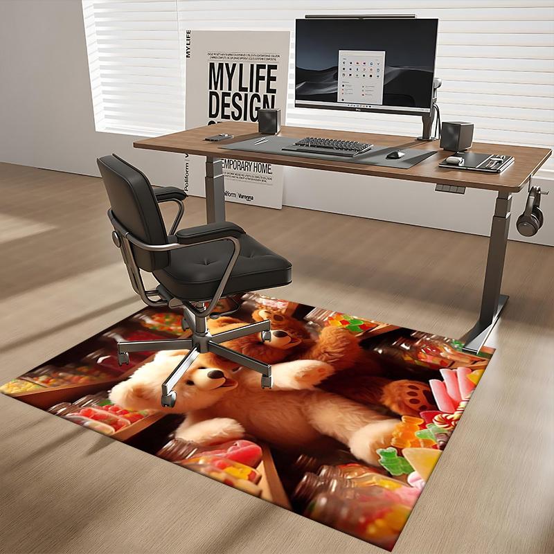 

1pc Teddy Bear Jelly Bean Office Chair Mat - Anime Cartoon Design, Non-Slip Carpet for Home Decor, Suitable for All Seasons, Ideal as a Gift or Decora 60cm by 90cm