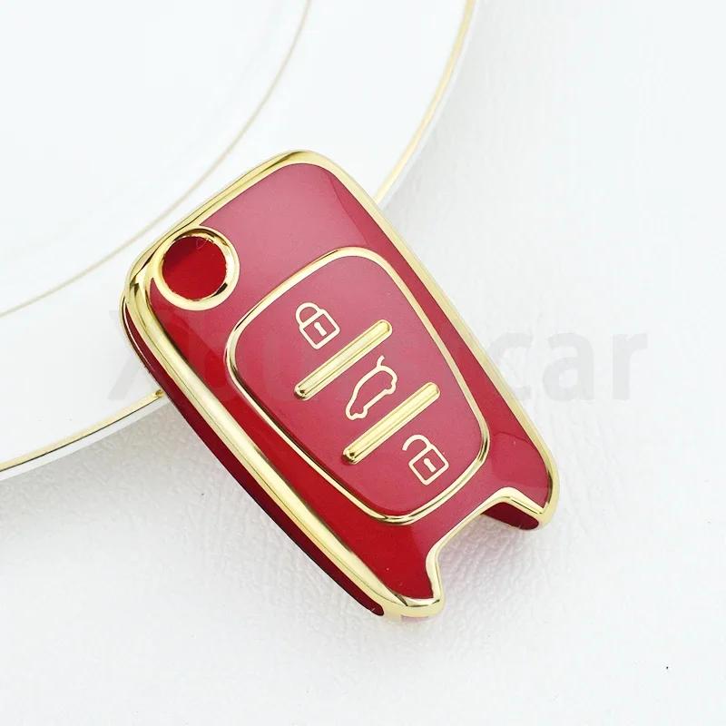 For Hyundai I20 I30 Ix20 Ix35 Elantra Accent Soft Tpu Car Flip Key Case Cover Car Key Protection Shell Auto Interior Accessories