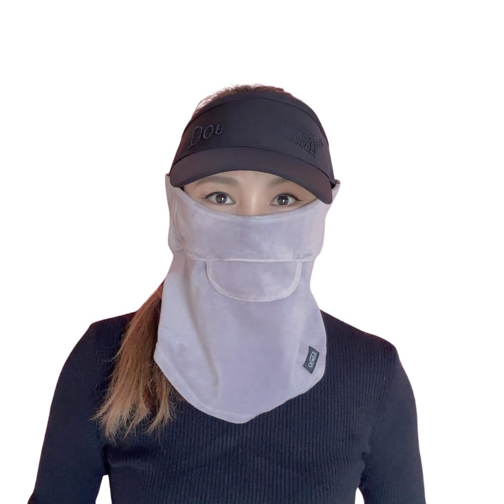 White Beauty Breathable Face CP Face Warmer for Fall and Gray Women's UV-Cut Cover, Type, Winter,