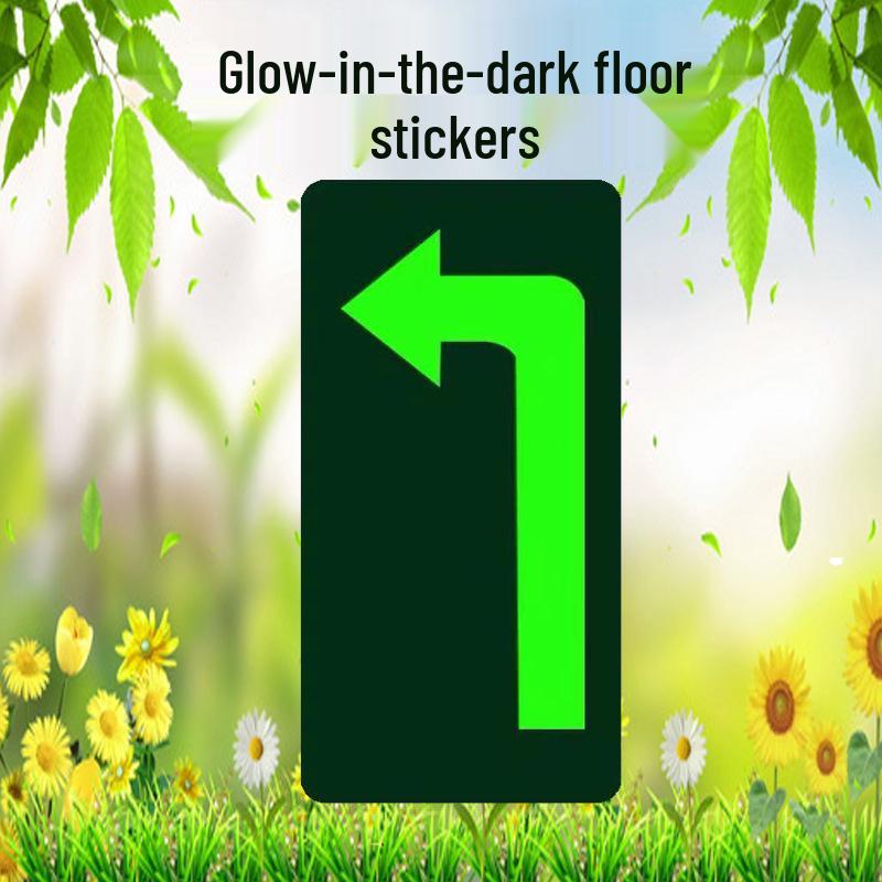Safety Exit PVC Luminous Floor Sticker - Caution Slippery Steps & Fire Sign
