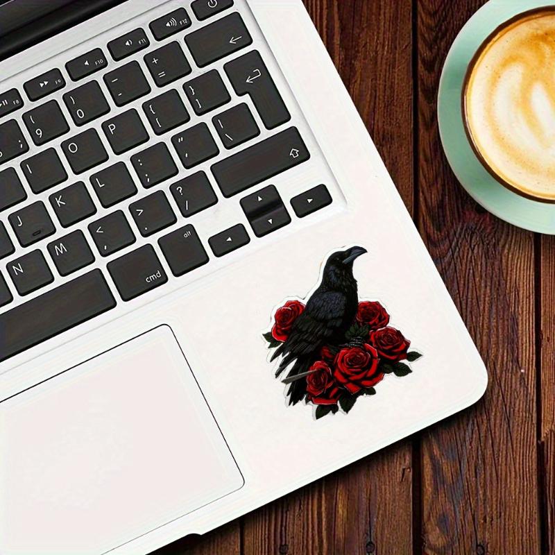 Raven and Red Roses Sticker, Edgar Allen Poe Bookish Merch, Gothic Tattoo Inspired Design, Hand Drawn Crow Art, Witchy Gifts, Dark Academia
