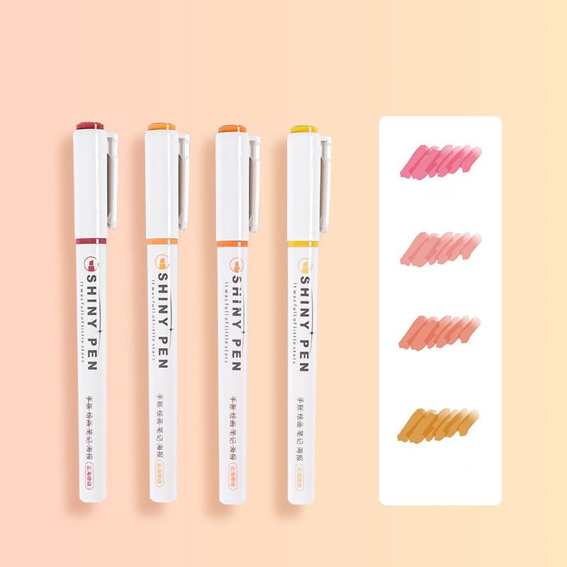 4 Pcs/Set Glitter Highlighters Pen Fine Flash Marker Pen Painting Pen For Scrapbook Diary Journal Student Stationery Supply Tool