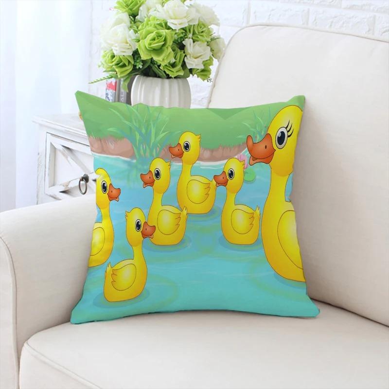 Little Yellow Duck Pattern Pillowcase Car Ornaments Office Living Room Sofa Home Pillowcase