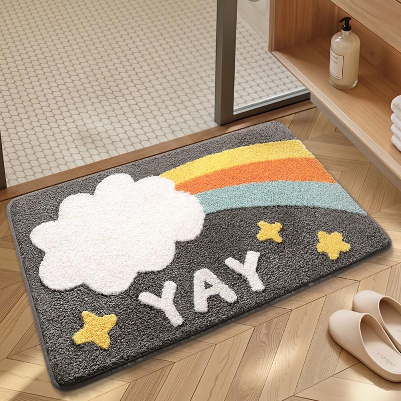 Plush Bath Mat Absorbent Non-Slip Floor Rug Bathroom Entrance Quick Dry Chenille Carpet Korean Style Home Decor