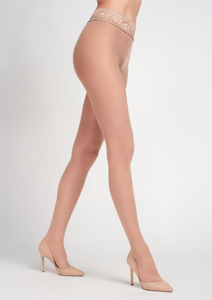 Rajstopy bezmajtkowe z koronkowym pasem półmat natural 2640 Lovely Legs