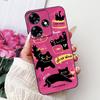 For Infinix Hot 30 Play 30i Hot30 4G Elegant Floral Cat Phone Case For Infinix Hot 30 30Play Hot30i Black Silicone Soft Cases