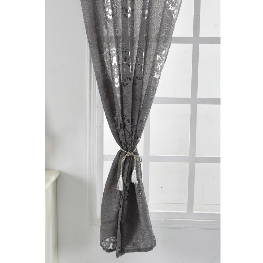 

Цветы Цветочные ажурные кружевные прозрачные шторы для спальни, гостиной, кухни, занавески для окон, шторы для спальни, серапе 1pc W100cm x H130cm&Rod Pocket Process темно серый