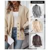 Women European Style Solid Color Single Breasted Thick V Neck Long Sleeve Knit Cardigan Sweater Coat