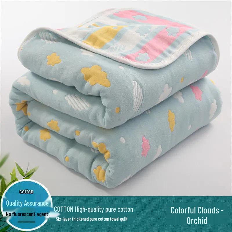 Soft Pure Cotton Gauze Quilt: Baby Swaddle, Stroller & Sofa Blanket