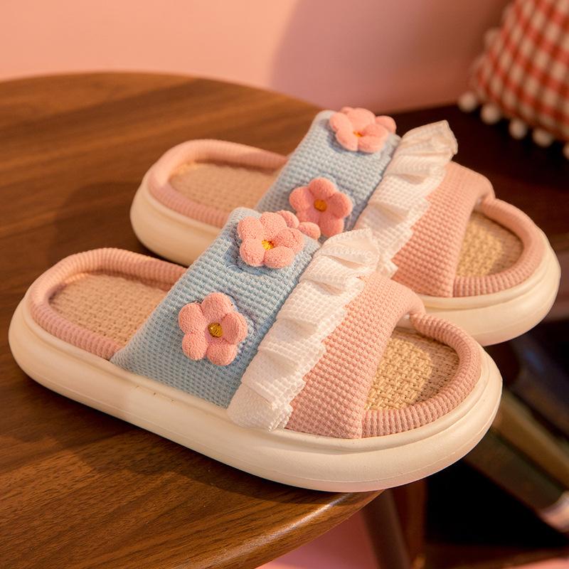 EVA Linen Slippers Four Seasons Spring and Autumn Indoor Household Cotton and Linen Stepping On Shit Feeling Thick Bottom Home Non-slip Slippers