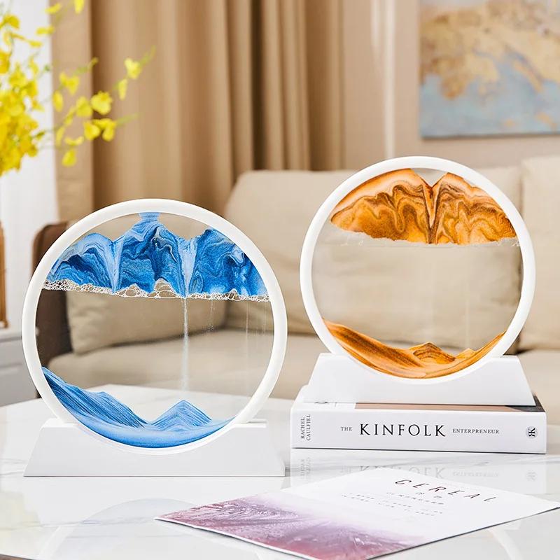 Creative 3D Circular Quicksand Painting Rotatable Sand Painting Nordic Home Decoration Liquid Hourglass Party Table Decoration